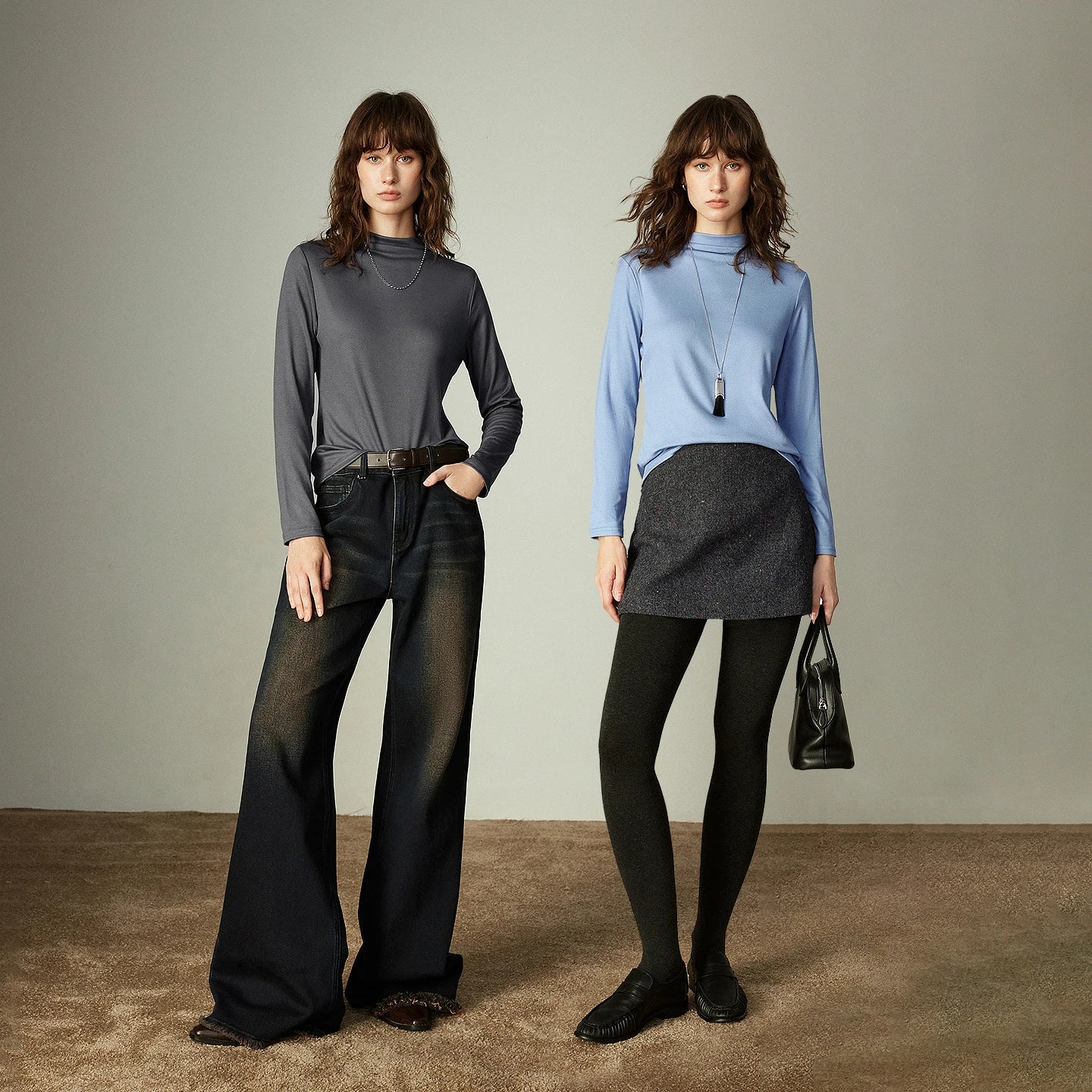 T-shirt Femme – Col Mi-Haut, Couleur Unie, Matière Douce et Confortable