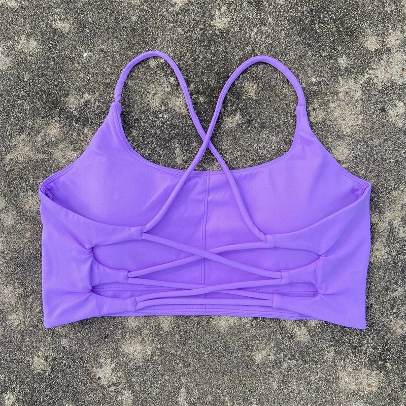Brassière de sport femme dos croisé avec coussinets