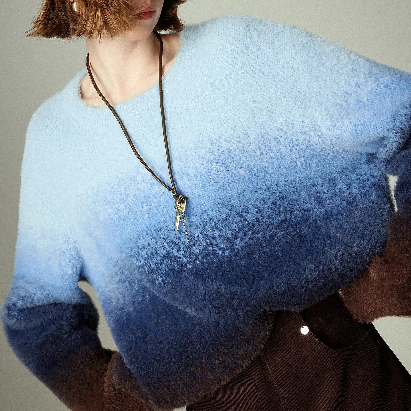 Pull Femme – Effet Fourrure, Col Rond