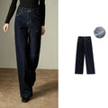 Jeans Large Femme Laine Mélangée, Taille Mi-Basse, Style Rétro