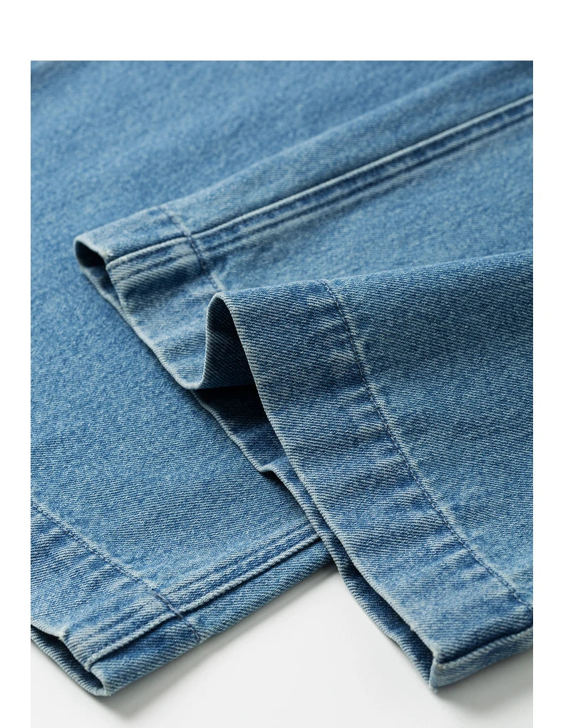 Women's jeans with elastic waist, straight leg, wide leg, long length