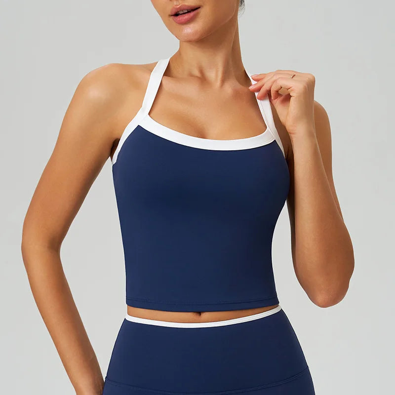 Brassière de sport femme à dos croisé avec coussinets