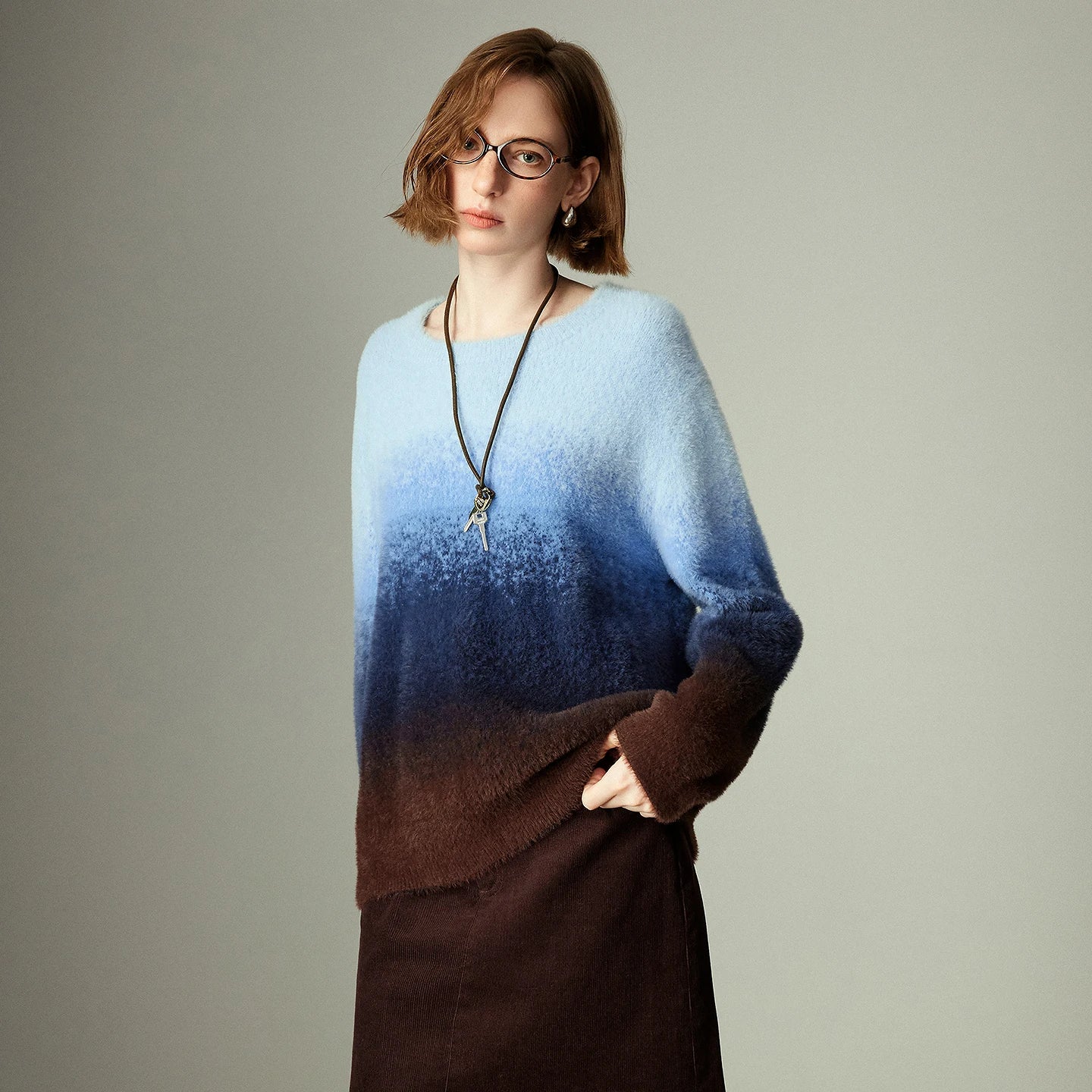 Pull Femme – Effet Fourrure, Col Rond