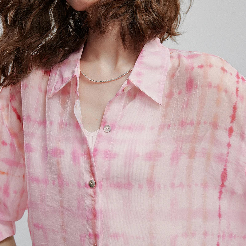 Chemise femme mi-longue imprimée – manches longues