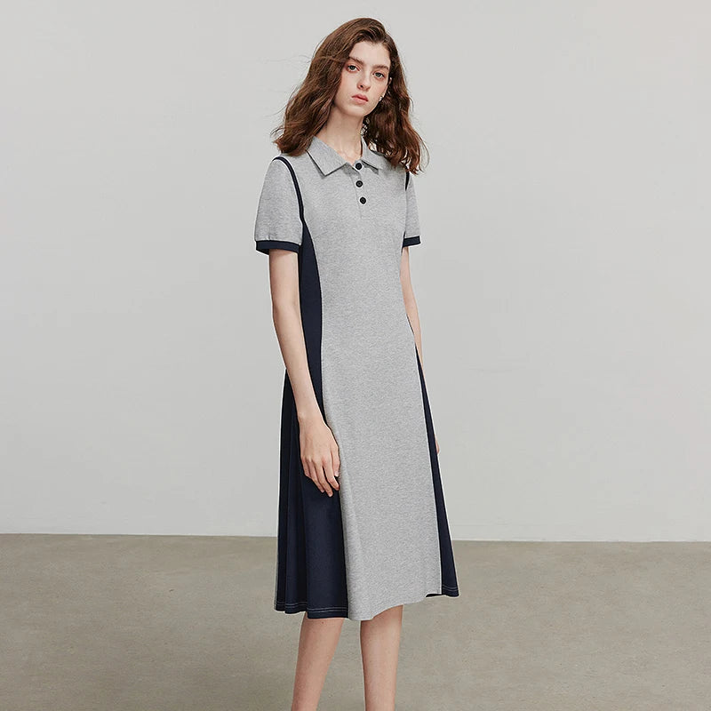 Damen-Sommerkleid mit kurzen Ärmeln und Paneelen im Urlaubsstil
