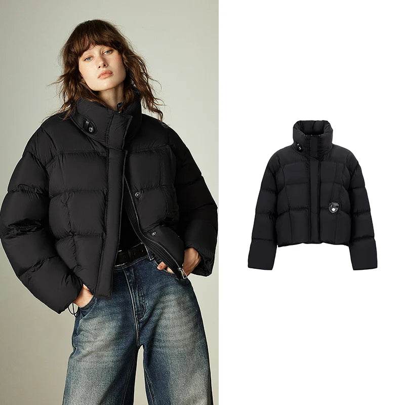 TOYOUTH Women's Down Jacket – Ultra-soft, High Neck, White Duck Feathers