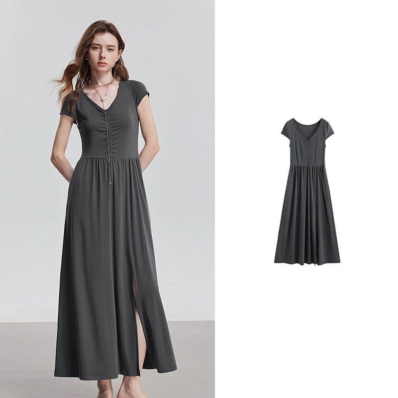 Elegant women's summer dress with a chic and refined flowing cut