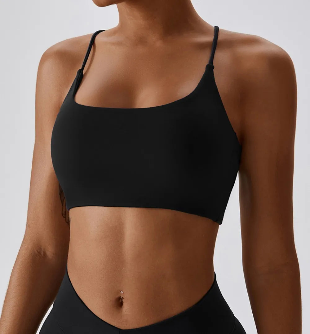 Brassière de sport femme dos croisé avec coussinets