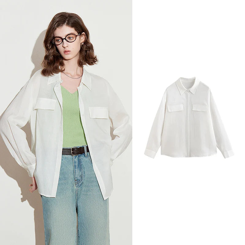 Chemise femme à manches longues en Lyocell et Ramie