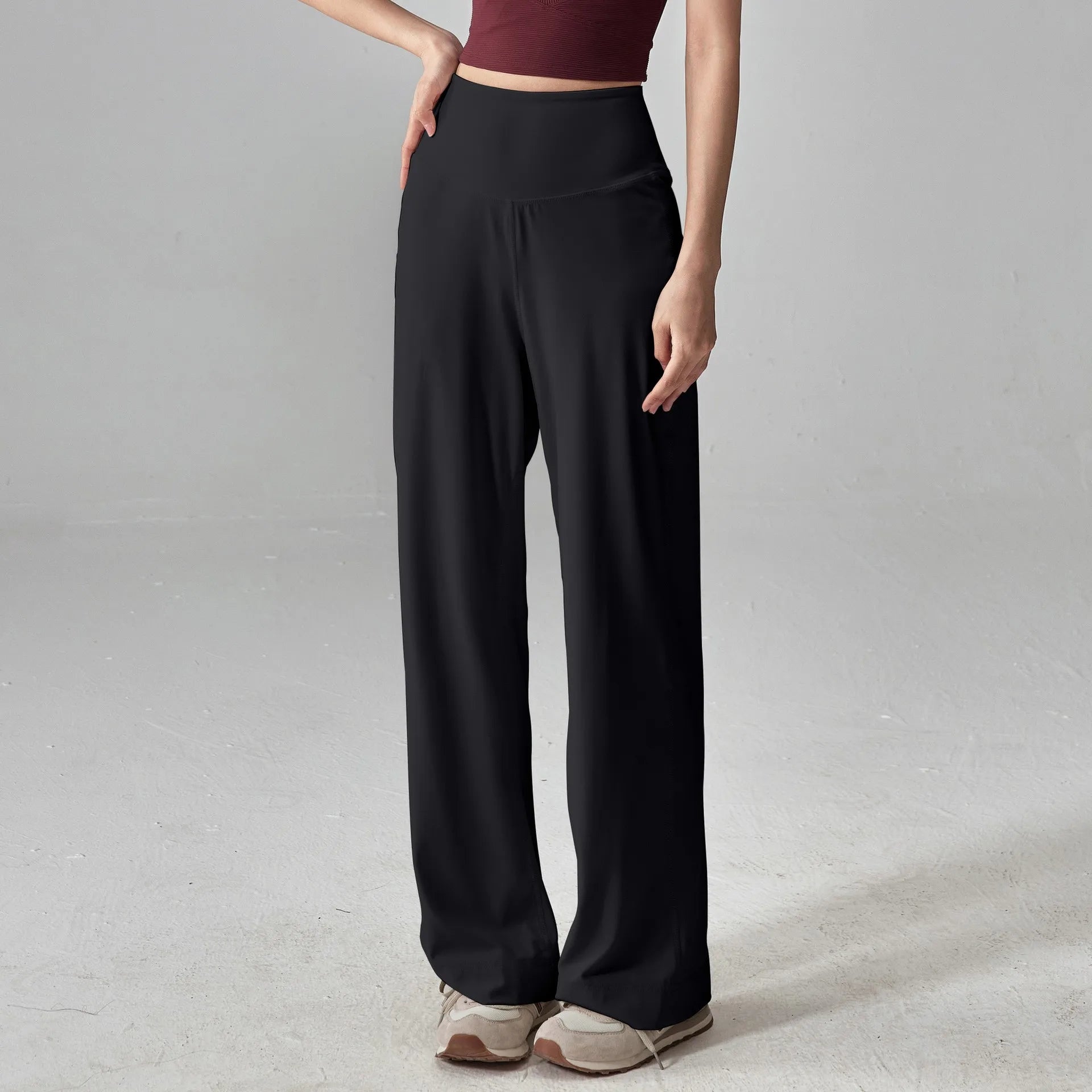 Pantalon de yoga femme taille haute extensible avec poches