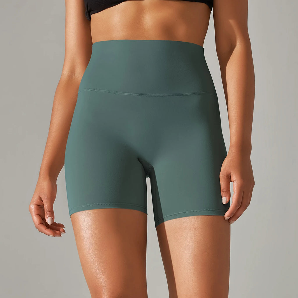 Short de yoga femme taille haute, respirant et sans couture