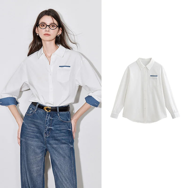 Chemise femme unie à poches