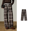 Women's Trousers – High Waist, Slim and Wide Fit, Wool Plaid Pattern