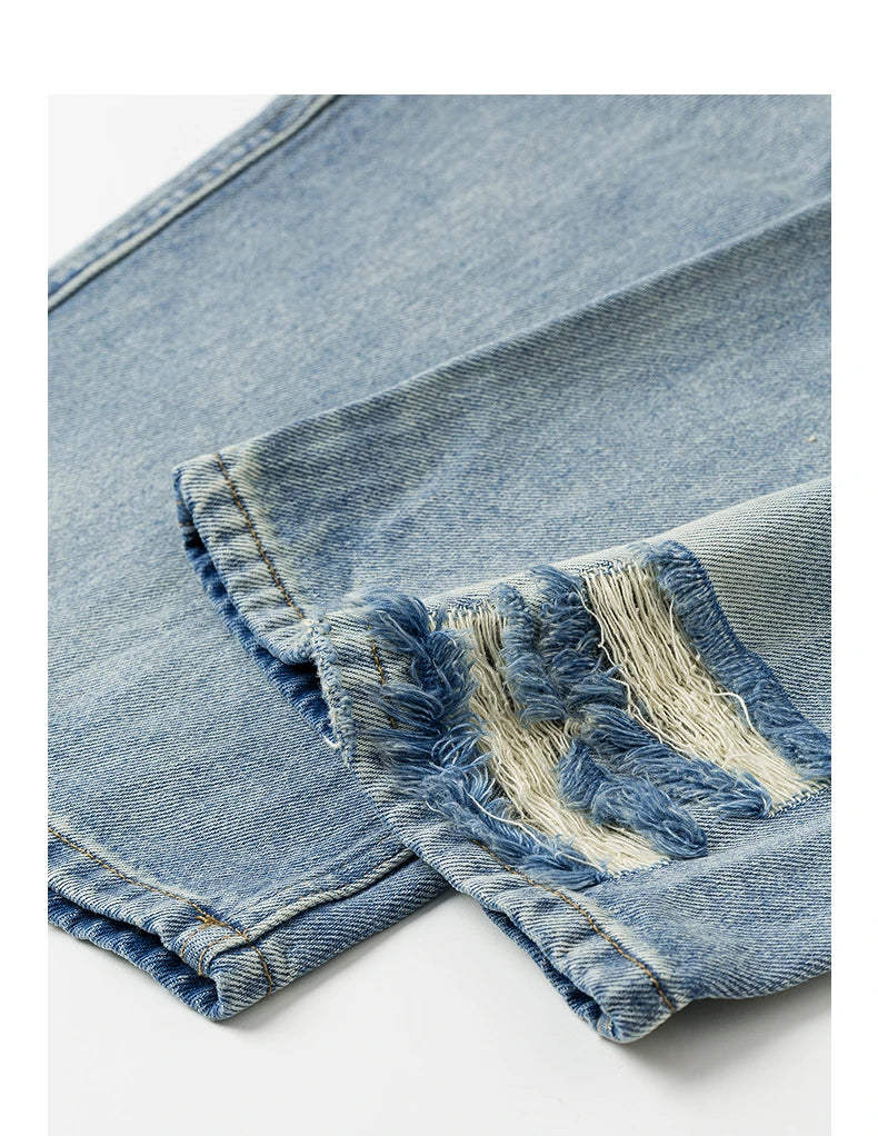 Damenjeans, mittelhoher Bund, weites gerades Bein, lange Länge