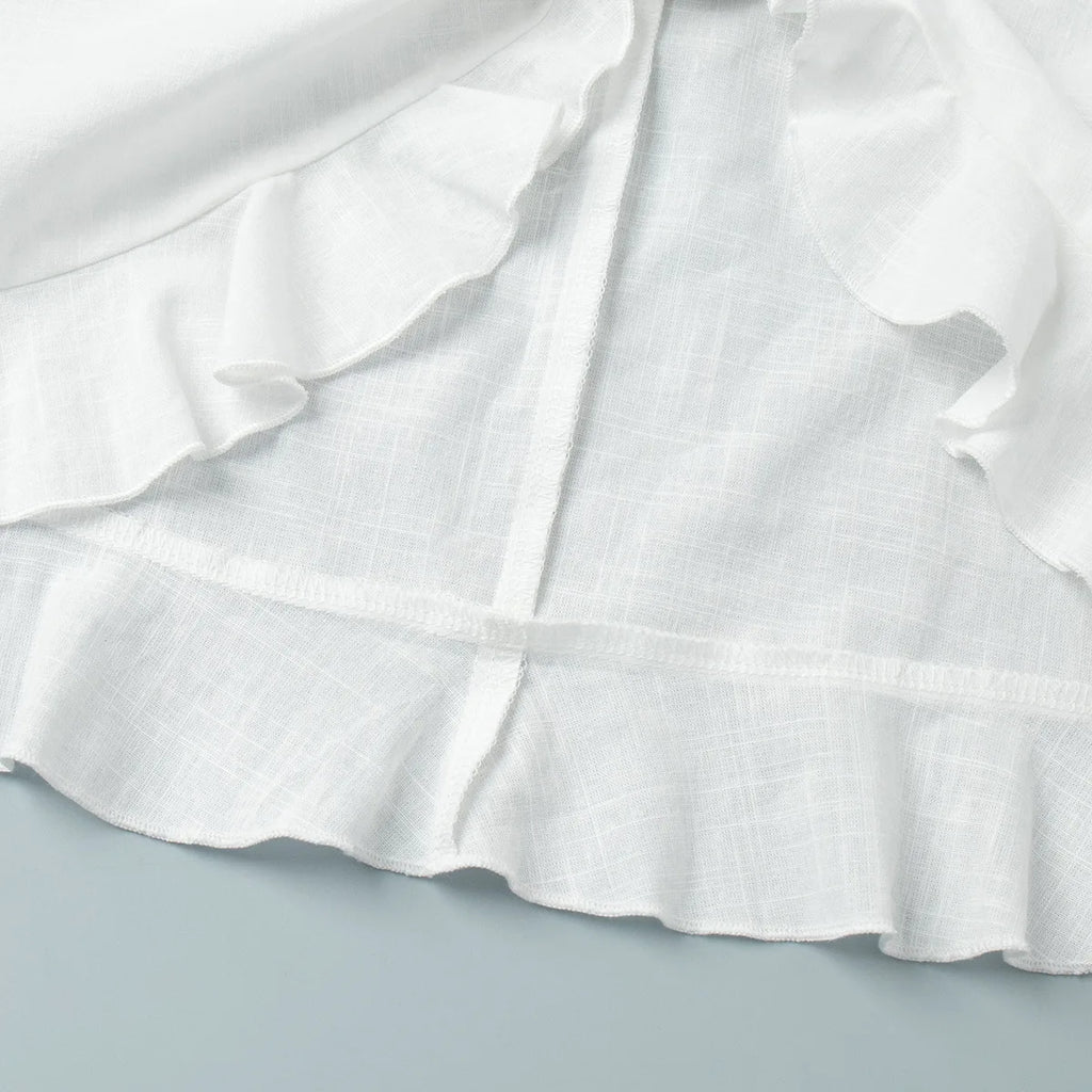 Robe chemise courte femme à revers et laçage, style vacances