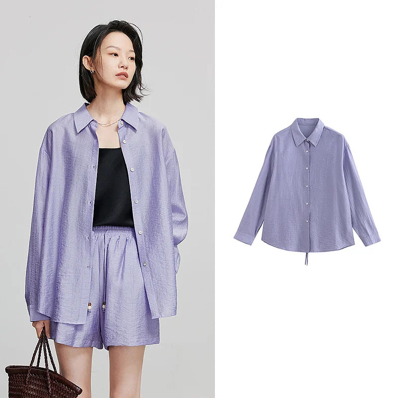 Chemise femme manches longues col classique casual