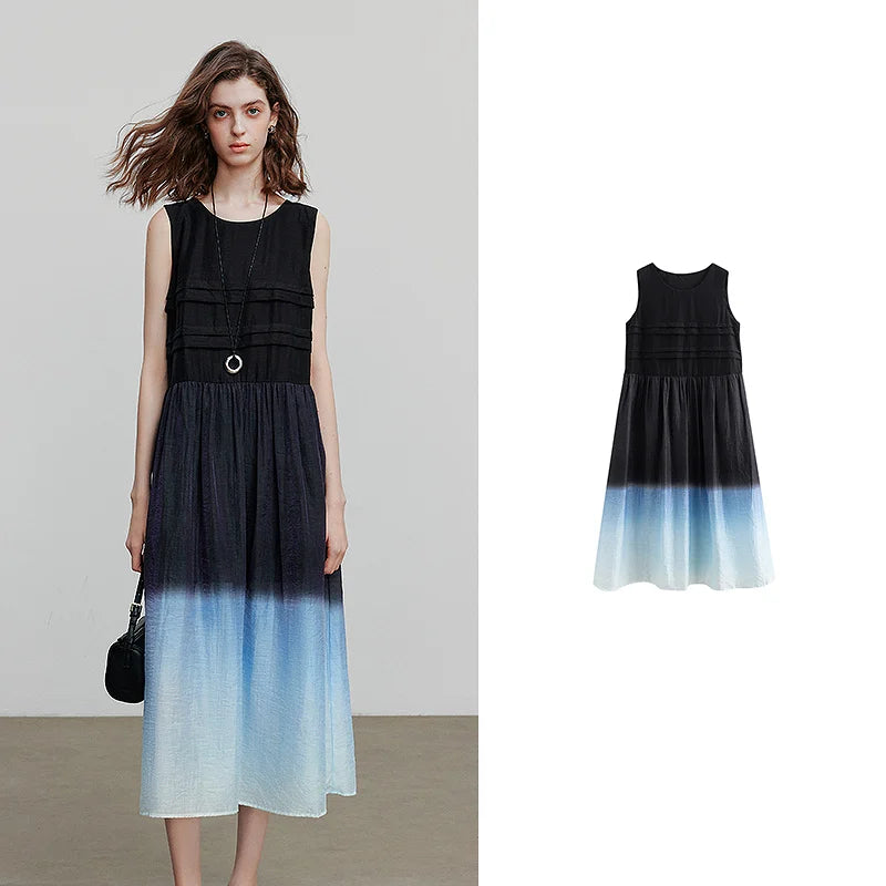 Elegant women's summer dress with a chic and feminine flowing cut