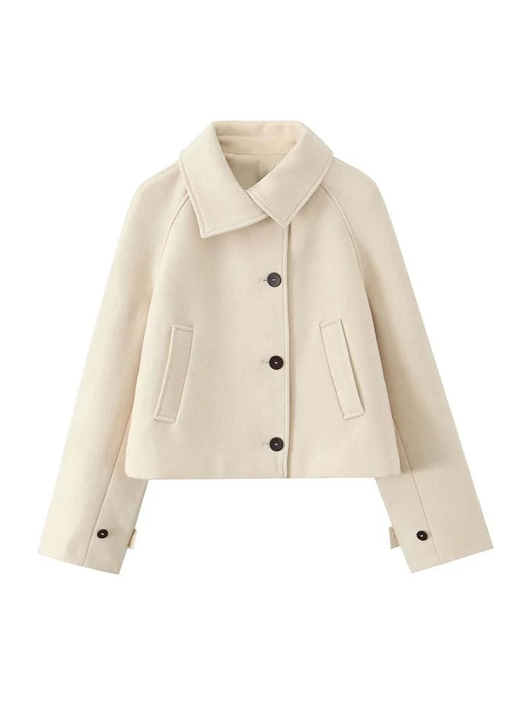 Elegant Coat with Buttons and Notched Collar