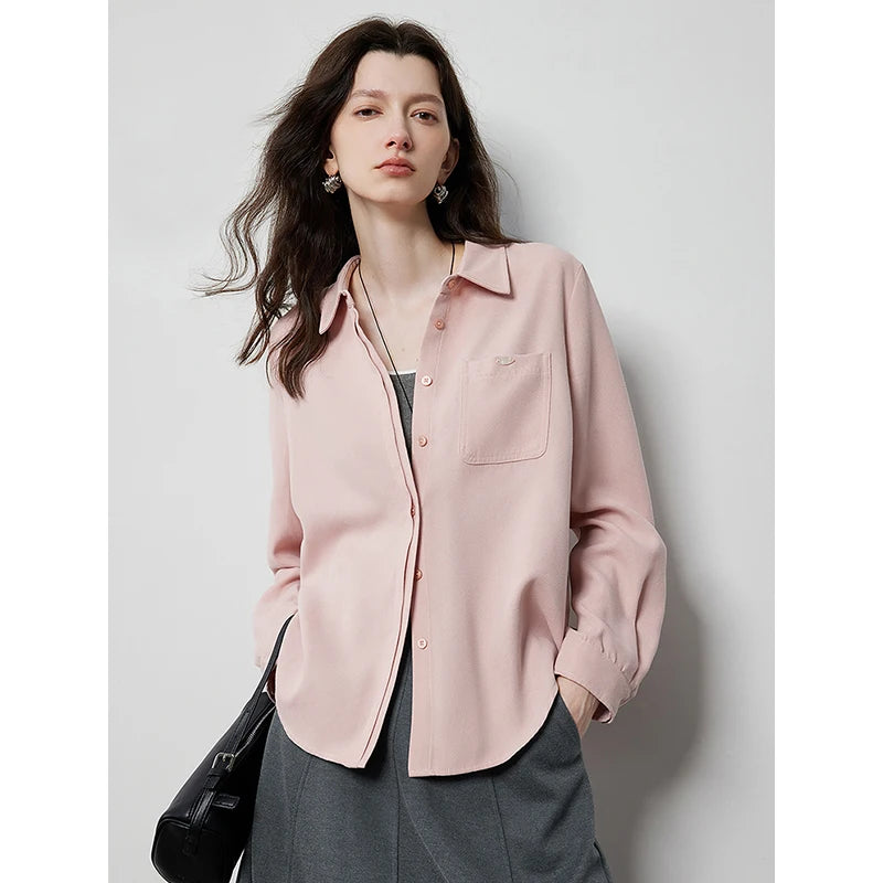 Chemise femme manches longues col classique avec poches casual