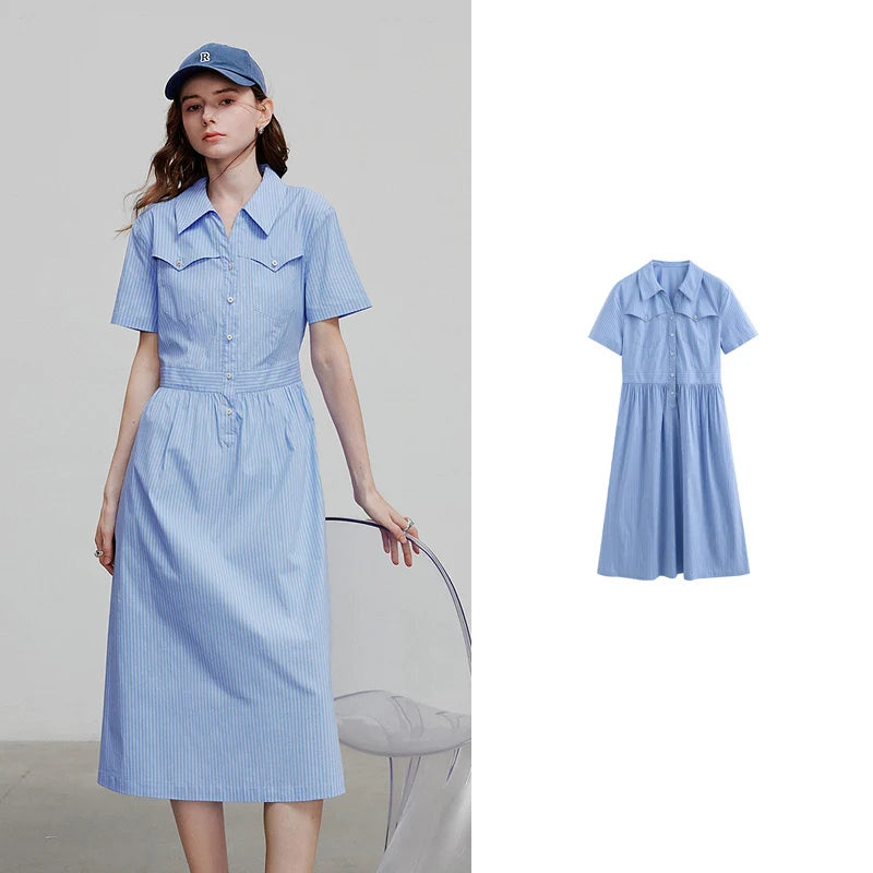 Elegant women's summer dress with a chic and refined flowing cut