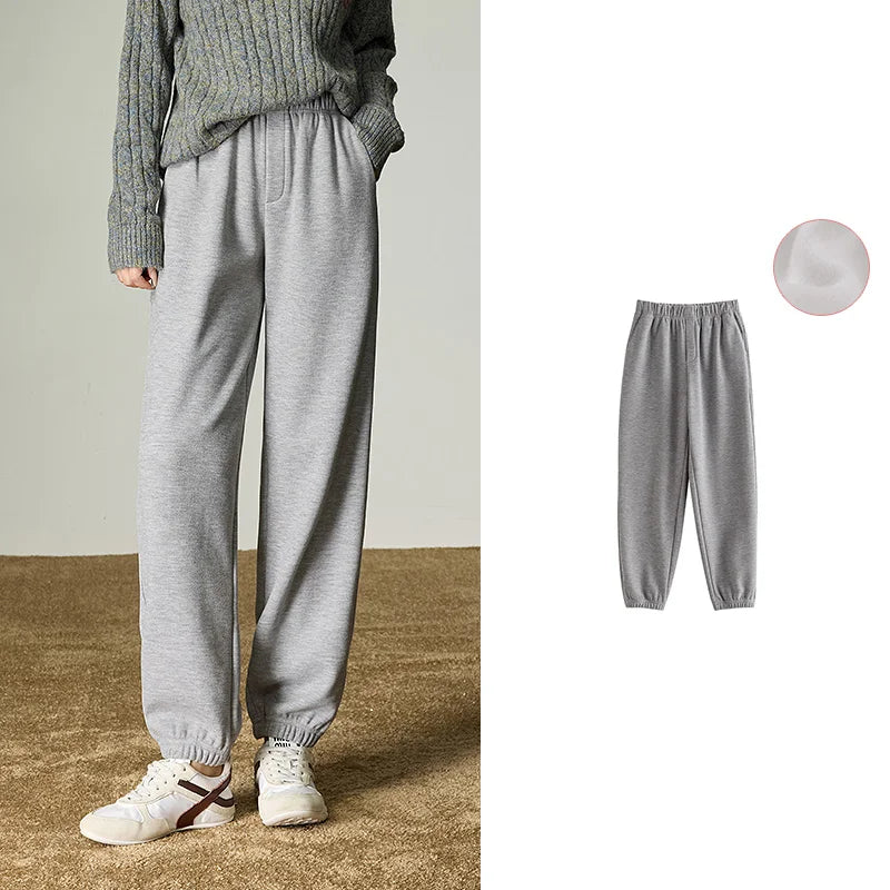 Pantalon Femme – Sweatpants Doux Type Cachemire, Taille Élastique, Bas Relevé