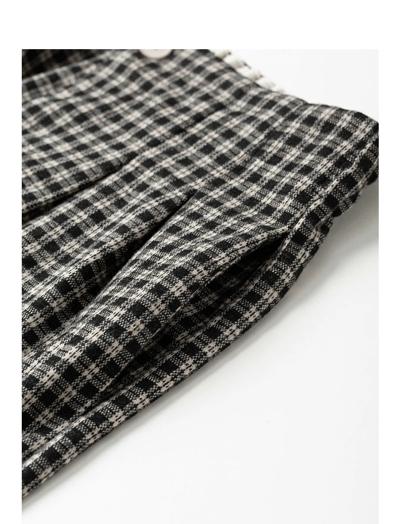 Pantalon Large Femme TOYOUTH à Carreaux – Coupe Fluide Effet Affinant, Style Rétro Chic