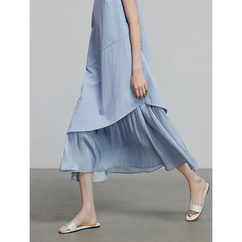 Robe femme mi-mollet été A-Line sans manches à bretelles fines