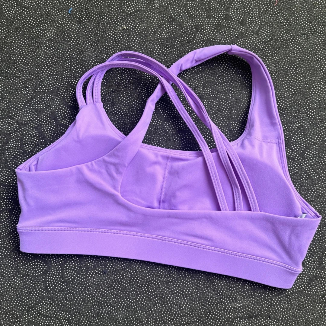 Brassière de sport croisée dos nageur, maintien fort, coques amovibles