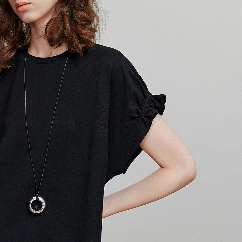 Robe femme genou été style office A-Line manches courtes