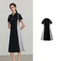 Damen-Sommerkleid mit kurzen Ärmeln und Paneelen im Urlaubsstil