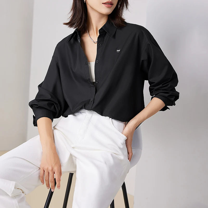 Chemise femme manches longues col chemise style casual office