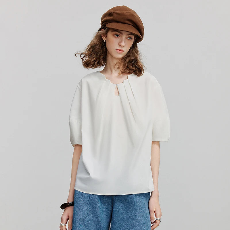Chemise femme manches mi-longues en coton & lyocell