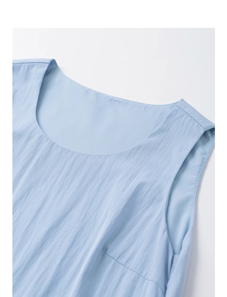 Robe femme mi-mollet été A-Line sans manches à bretelles fines