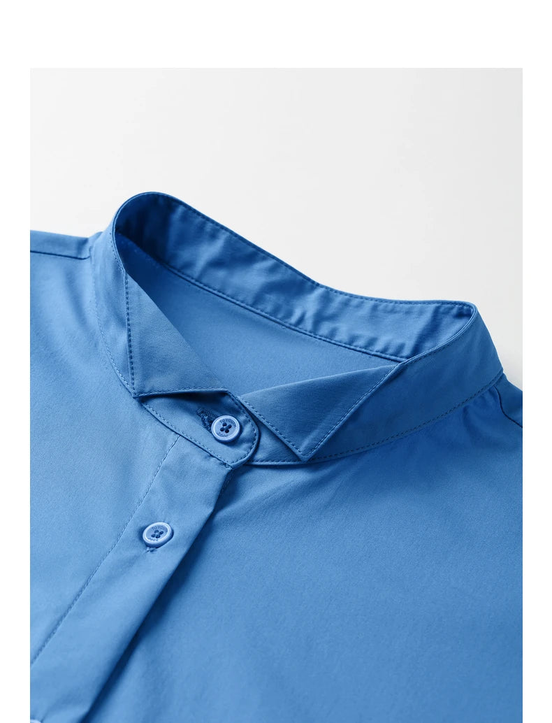 Damen-Langarmshirt Stehkragen unifarben leger