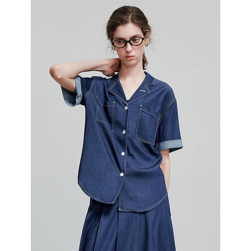 Chemise femme unie à poches