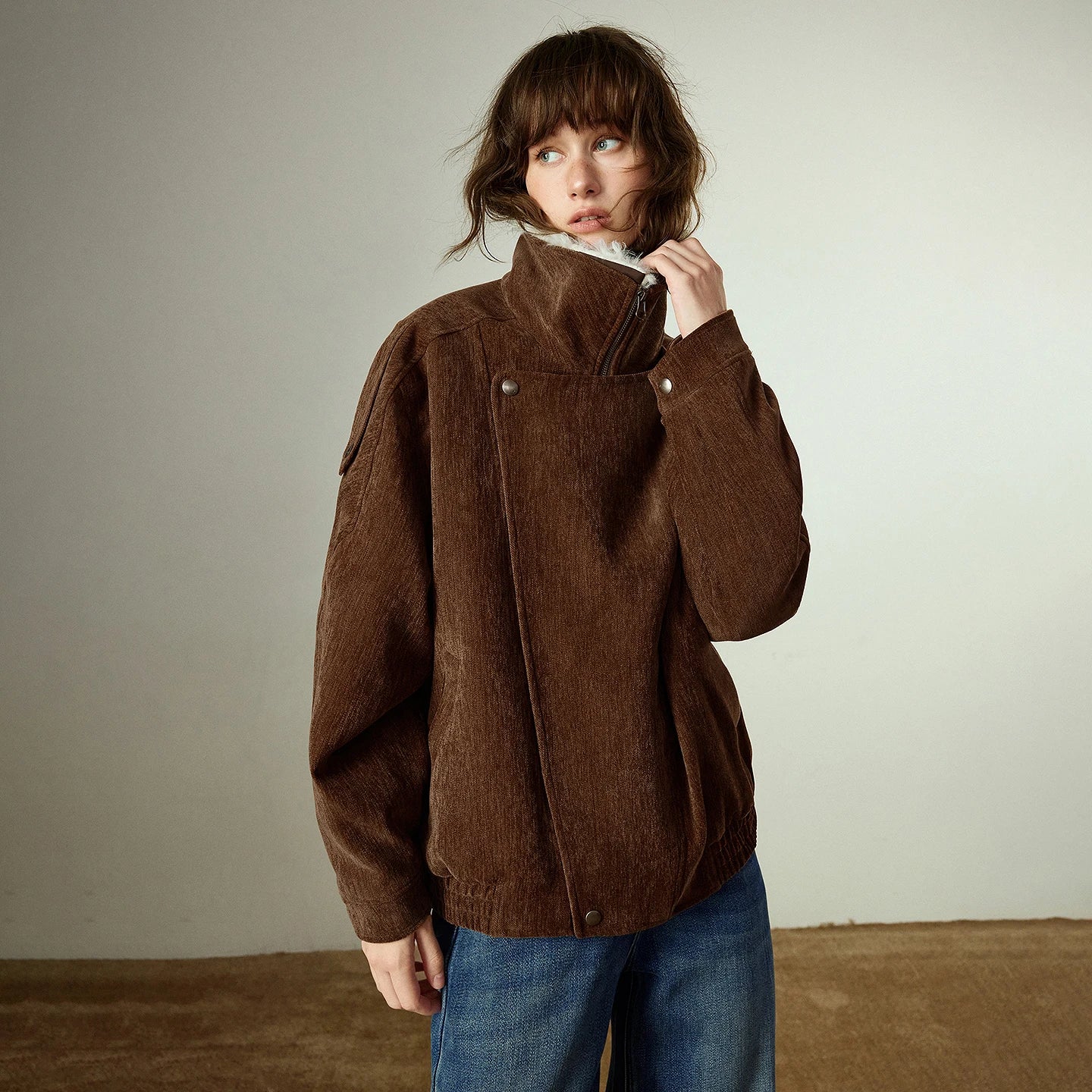 Veste Matelassée Femme – Style Nomade Rétro, Col Plush en Chenille, Chaleur Douce et Élégante