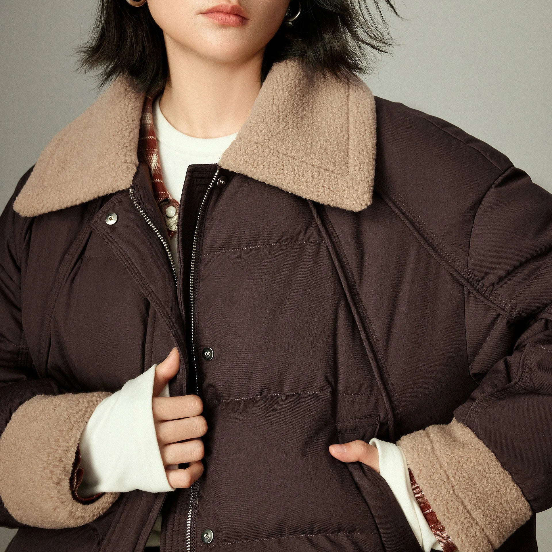 Doudoune Femme –Duvet, Design Color-block, Coupe Loose Chaude et Élégante