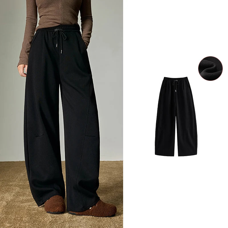 Pantalon Large Femm en Coton Doux – Taille Haute Élastique, Coupe Banana Chic