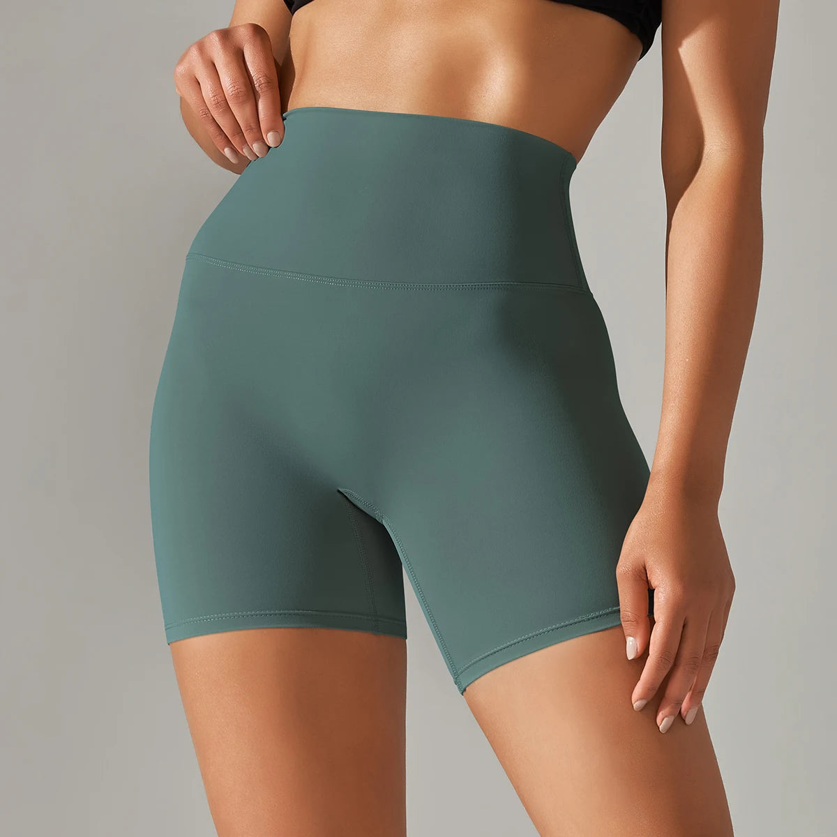 Short de yoga femme taille haute, respirant et sans couture