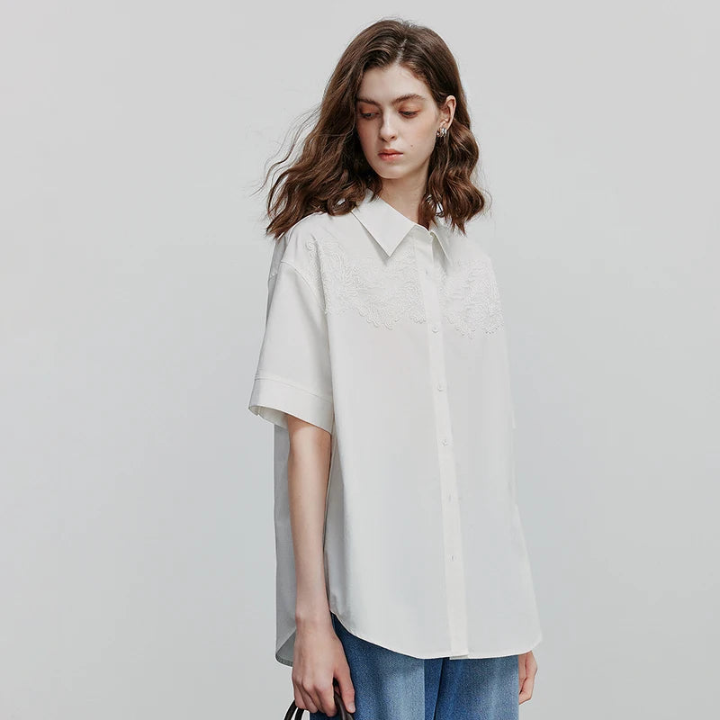 Chemise femme manches courtes col classique casual