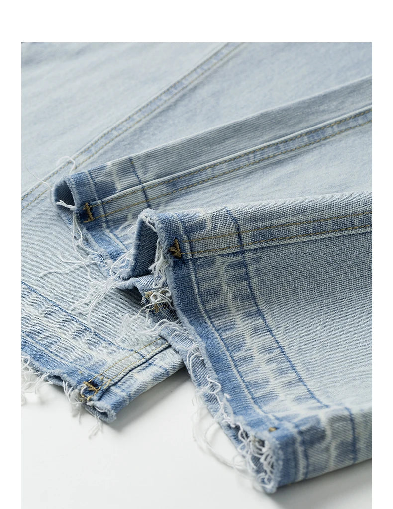 Damenjeans, mittelhoher Bund, gerader, langer Schnitt