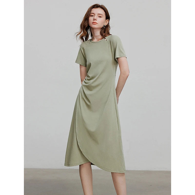 Robe femme mi-mollet été A-Line ajustée en maille avec appliqués