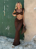 Ensemble Bikini 3 Pièces Jaune Beurre à Torsade Frontale avec Jupe Mini et Couvre-Corps