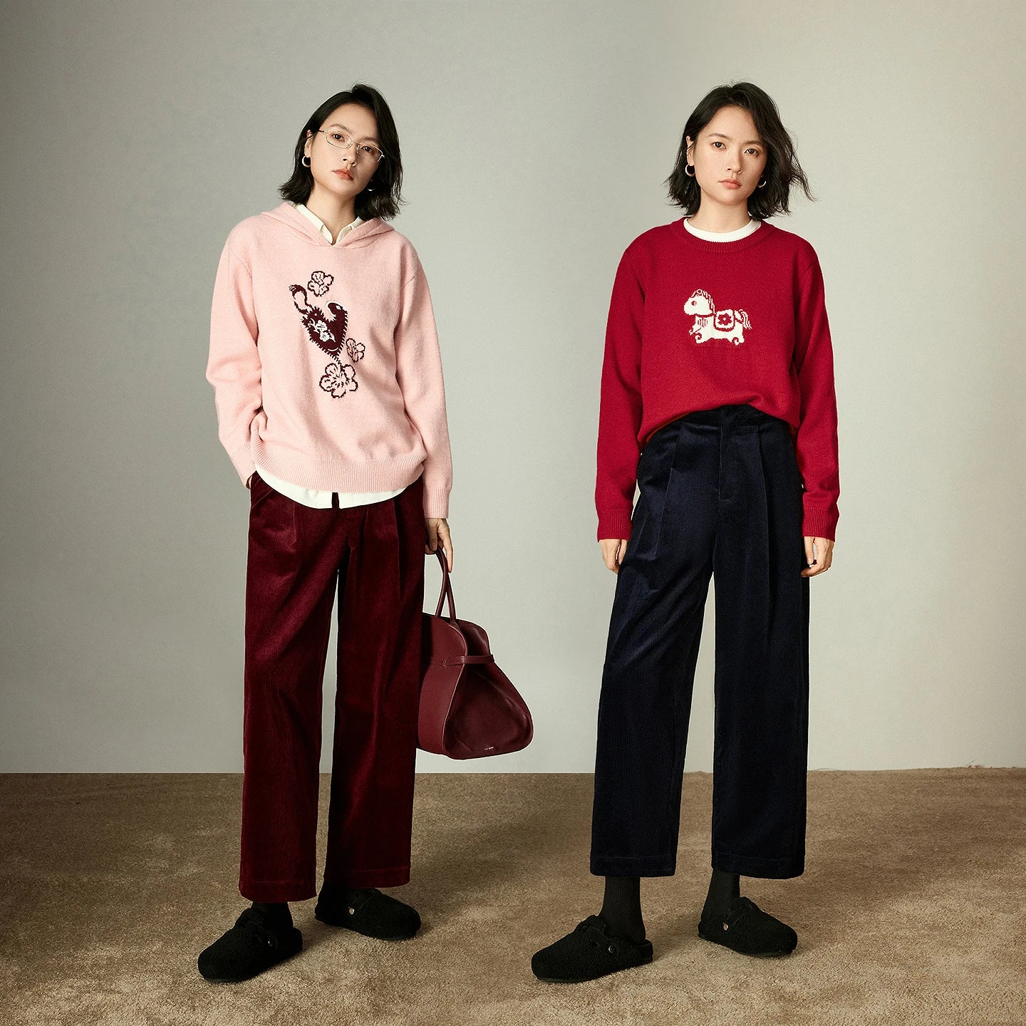 Pantalon Femme – Velours Côtelé Plissé, Coupe Banana Rétro, Effet Gainant et Cache-Hanches