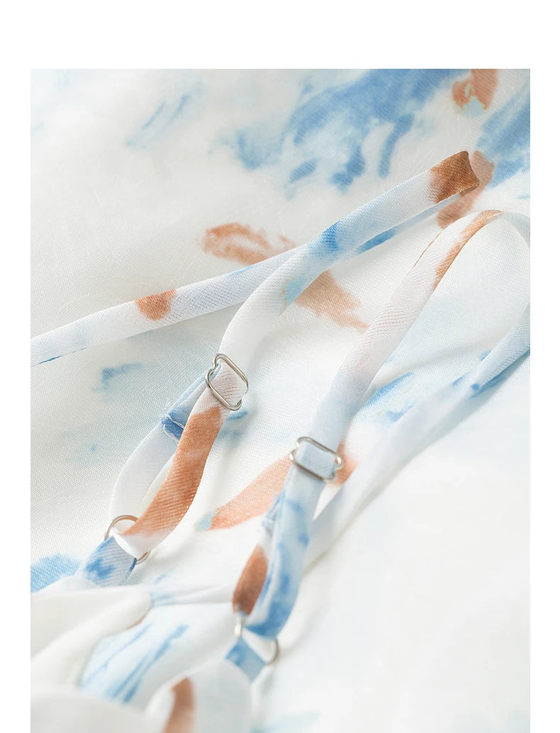 Women's Mid-Calf Summer A-Line Sleeveless Spaghetti Strap Printed Dress