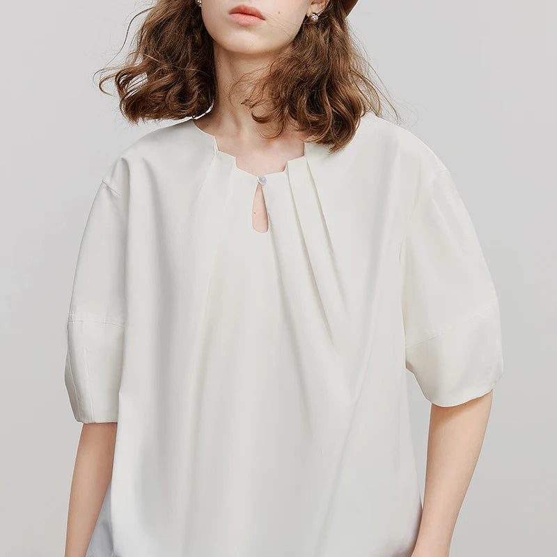 Chemise femme manches mi-longues en coton & lyocell