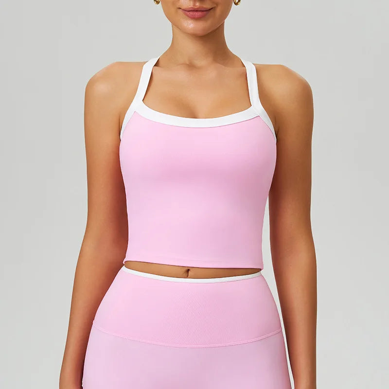Brassière de sport femme à dos croisé avec coussinets