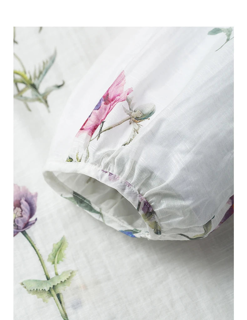 Chemise femme manches longues col rond imprimée style office