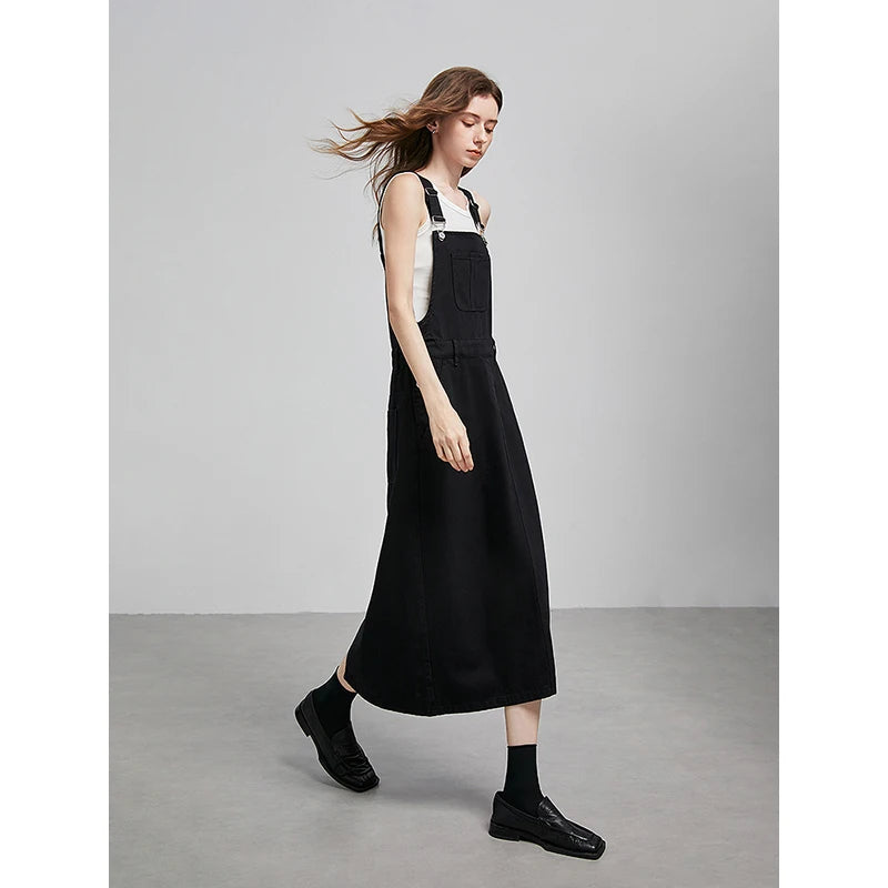 Damen-Wadenlanges Kleid, Frühling, Patchwork, ärmellos, eckiger Ausschnitt
