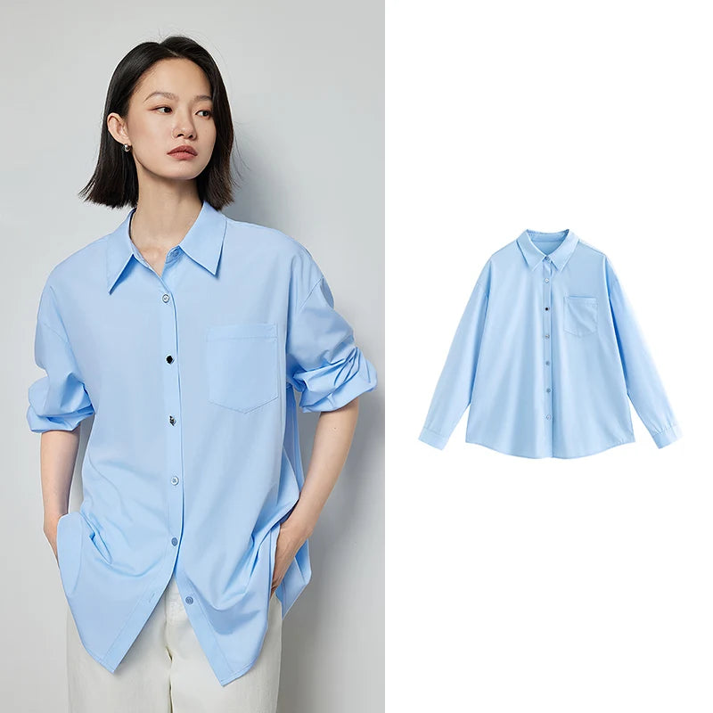 Women's plain shirt with classic collar